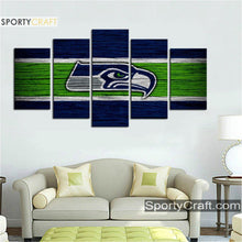Load image into Gallery viewer, Seattle Sea Hawks Wooden Style 5 Pieces Canvas Canvas 3