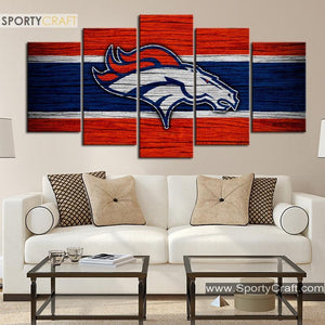 Denver Broncos Wooden Style Canvas