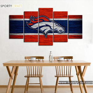 Denver Broncos Wooden Style Canvas