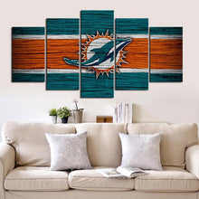 Load image into Gallery viewer, Miami Dolphins Wooden Look Canvas