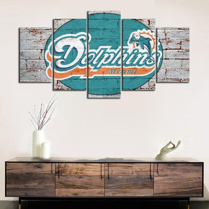 Miami Dolphins Rough Wall Canvas