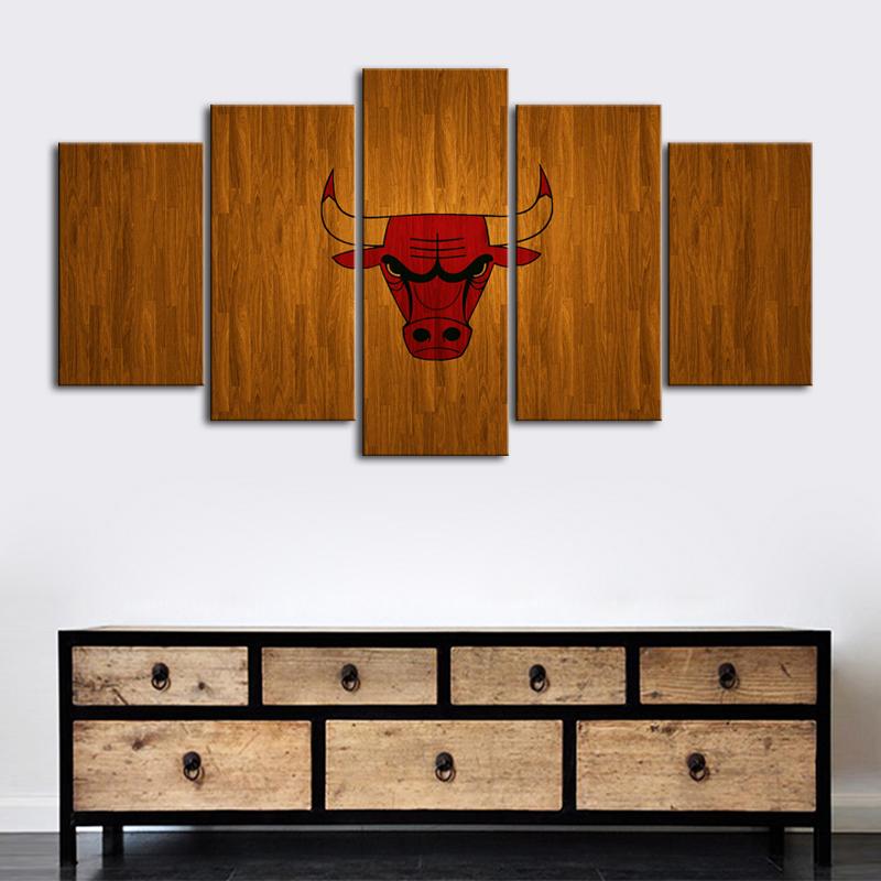 Chicago Bulls Pure Wood Look Wall Canvas