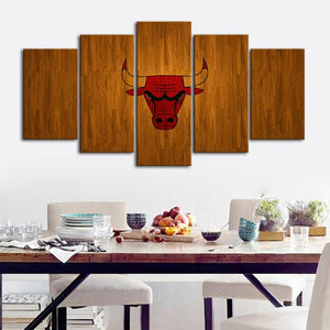 Chicago Bulls Pure Wood Look Wall Canvas