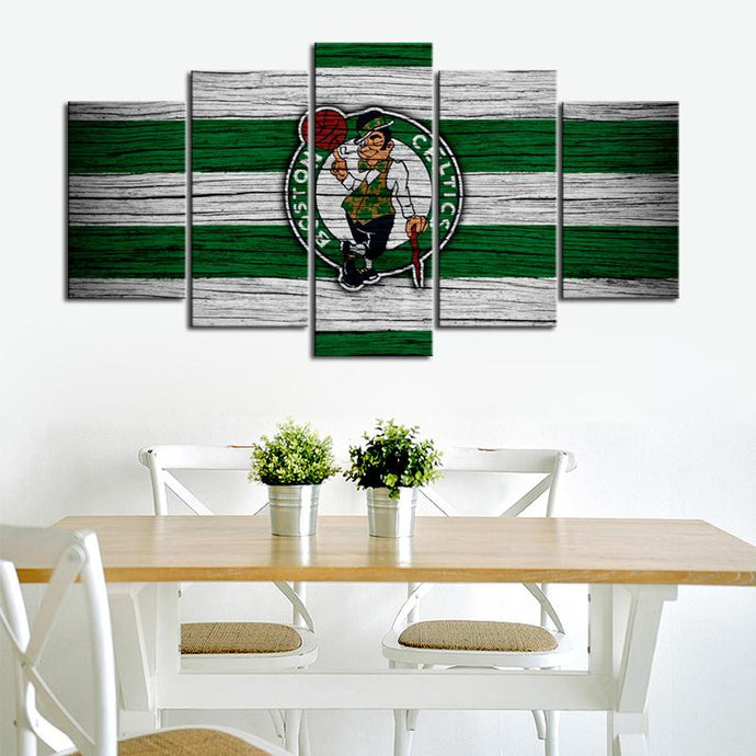Boston Celtics Wooden Look Wall Canvas