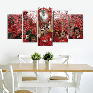 Liverpool F.C. Wining Celebrations 5 Pieces Wall Painting Canvas