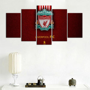 Liverpool F.C. Leather Look 5 Pieces Wall Painting Canvas