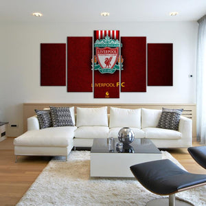 Liverpool F.C. Leather Look 5 Pieces Wall Painting Canvas