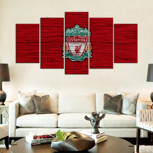 Liverpool F.C. Wooden Look 5 Pieces Wall Painting Canvas