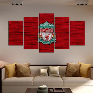Liverpool F.C. Wooden Look 5 Pieces Wall Painting Canvas