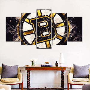 Boston Bruins Paint Splash 5 Pieces Wall Painting Canvas