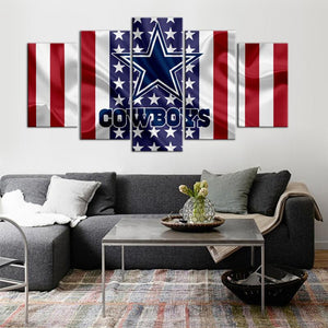 Dallas Cowboys American Flag 5 Pieces Painting Canvas
