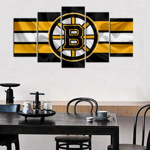 Boston Bruins Fabric Flag Cheering 5 Pieces Wall Painting Canvas