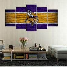 Load image into Gallery viewer, Minnesota Vikings Wooden Look 5 Pieces Wall Painting Canvas