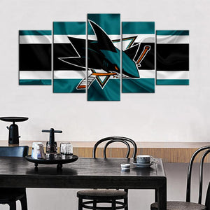 San Jose Sharks Fabric Flag 5 Pieces Wall Painting Canvas