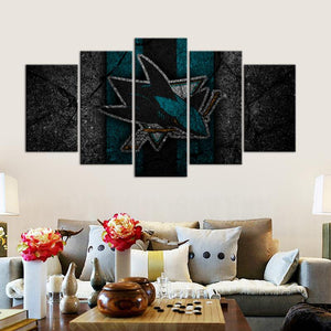 San Jose Sharks Rock Style 5 Pieces Wall Painting Canvas