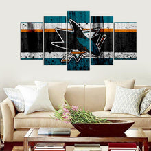 Load image into Gallery viewer, San Jose Sharks Rough Look 5 Pieces Wall Painting Canvas