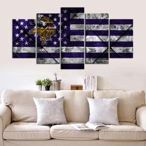 Minnesota Vikings American Flag Texture Wall Canvas