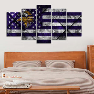 Minnesota Vikings American Flag Texture Wall Canvas