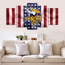 Load image into Gallery viewer, Minnesota Vikings American Flag 5 Pieces Wall Painting Canvas