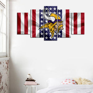 Minnesota Vikings American Flag Wall Canvas
