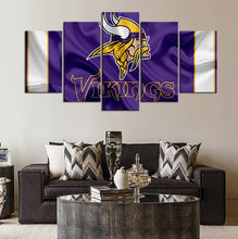 Load image into Gallery viewer, Minnesota Vikings Fabric  Flag 5 Pieces Wall Painting Canvas