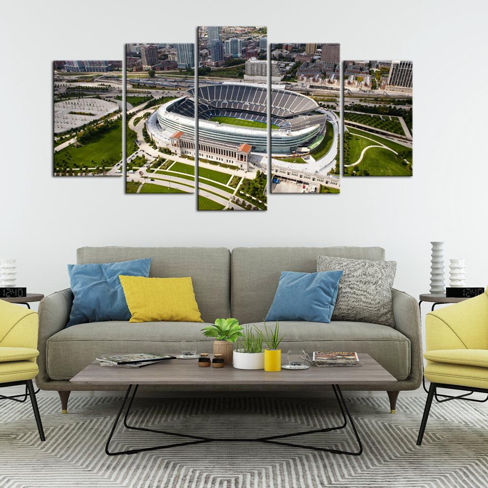 Chicago Bears Stadium From Sky 5 Pieces Wall Painting Canvas