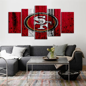 San Francisco 49ers Rough Look 5 Pieces Wall Painting Canvas 