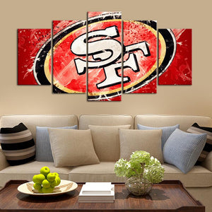 San Francisco 49ers Paint Splash 5 Pieces Wall Painting Canvas 