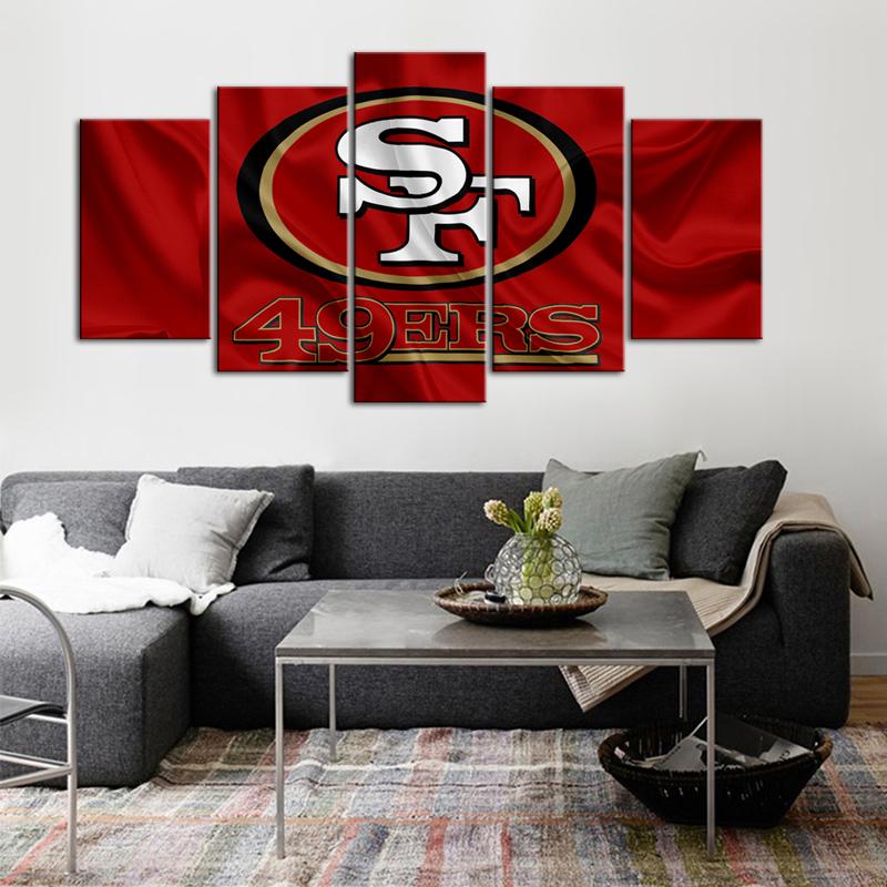 San Francisco 49ers Flag Style 5 Pieces Wall Painting Canvas 