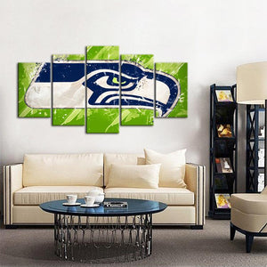 Seattle Sea Hawks Paint Splash 5 Pieces Wall Painting Canvas 