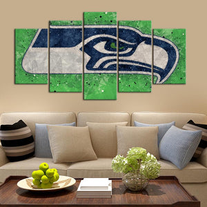 Seattle Sea Hawks Techy Style 5 Pieces Wall Painting Canvas 