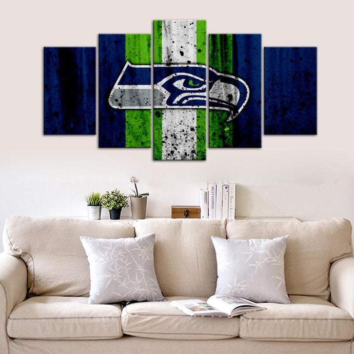 Seattle Sea Hawks Rough Look 5 Pieces Wall Painting Canvas 