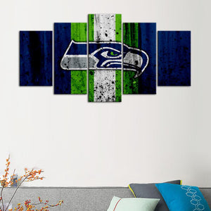 Seattle Sea Hawks Rough Look 5 Pieces Wall Painting Canvas 