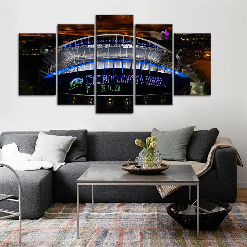 Seattle Sea Hawks Stadium 5 Pieces Wall Painting Canvas 