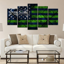 Load image into Gallery viewer, Seattle Seahawks American Flag Wall Art Canvas