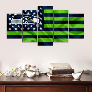 Seattle Seahawks American Flag Wall Canvas