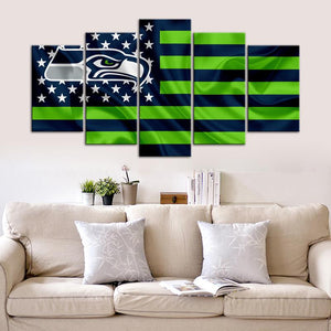 Seattle Seahawks American Flag Wall Canvas