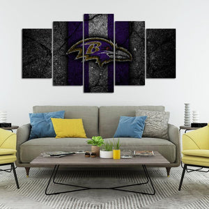 Baltimore Ravens Rock Style 5 Pieces Wall Painting Canvas
