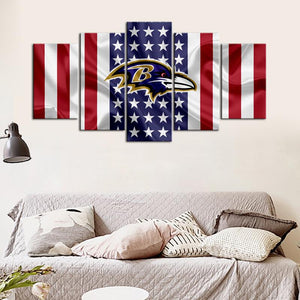 Baltimore Ravens American Flag Wall Canvas