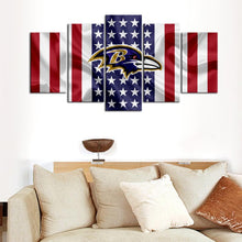 Load image into Gallery viewer, Baltimore Ravens American Flag Wall Canvas