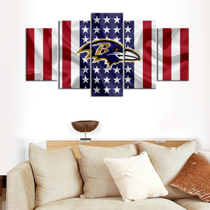 Baltimore Ravens American Flag Wall Canvas