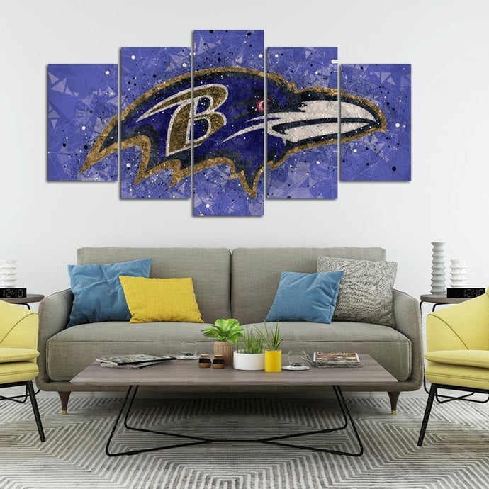 Baltimore Ravens Techy Look 5 Pieces Wall Painting Canvas