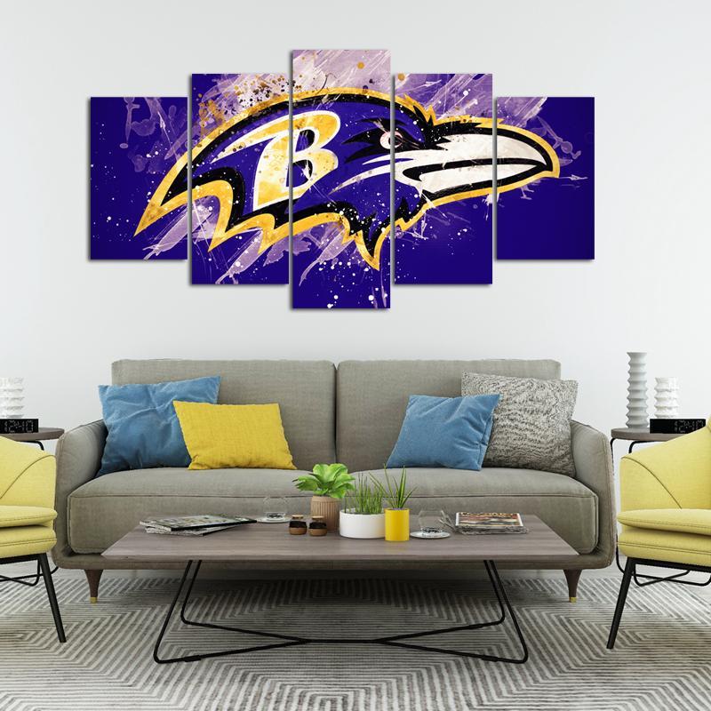 Baltimore Ravens Paint Splash 5 Pieces Wall Painting Canvas