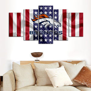 Denver Broncos American Flag Canvas