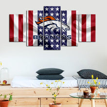 Load image into Gallery viewer, Denver Broncos American Flag 5 Pieces Wall Painting Canvas