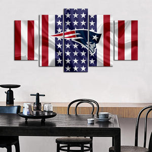 New England Patriots American Flag Wall Canvas 1