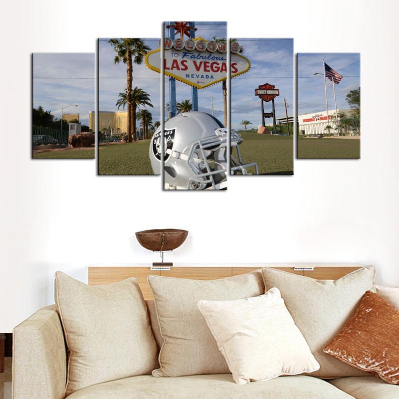 Oakland Raiders Hamlet in Las Vegas 5 Pieces wall Painting Canvas