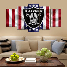 Load image into Gallery viewer, Oakland Raiders American Flag 5 Pieces wall Painting Canvas