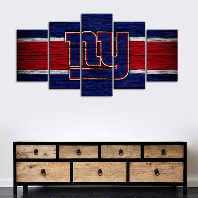New York Giants Paint Wooden Look 5 Pieces Wall Painting Canvas