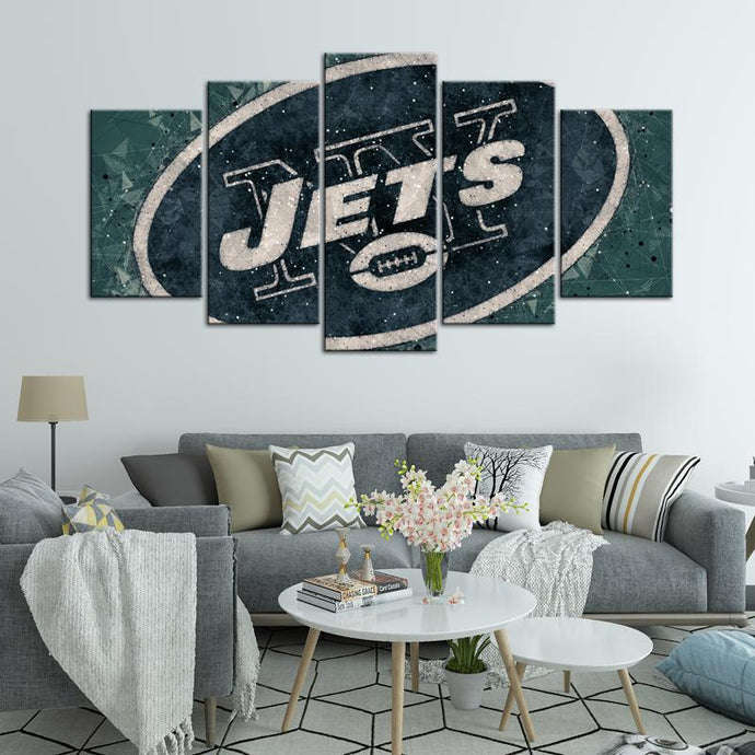 New York Jets Techy 5 Pieces Wall Painting Canvas